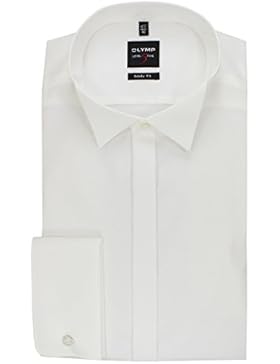 OLYMP Level 5 Body Fit Gala Hemd Popeline Stretch ohne Manschettenknopf