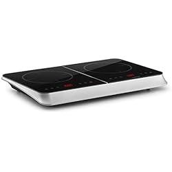 Klarstein InnoChef - Table de cuisson à induction, 3400 watts, 10 niveaux de puissance, Panneau de commande tactile, Ecran numérique, Arrêt automatique programmable, Argent
