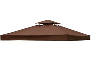 GREEN BAY Greenbay Coffee Replacement Top Fabric for 3x3m Gazebo Pavilion Roof Canopy with Air Vent - 2 Separate Cover Pieces for 2-Tier Frame Gazebo