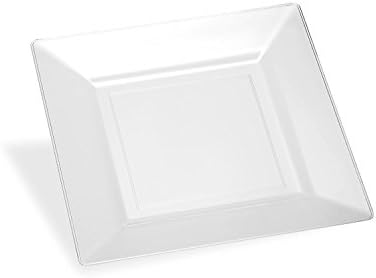 20 Disposable Heavy Duty Square Plastic Plates - Clear (6.5" (16.5 cm))