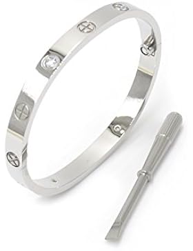 Luxus vergoldeter Edelstahl mit CZ Stein Liebe Armreif mit Schraubenzieher für Frauen Männer