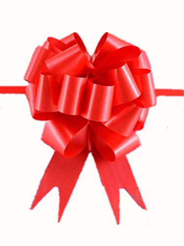 HMwish 60 Coccarde Matrimonio 30mm Autotiranti Bianco Grandi Decorativi Fiocco Coccarda Auto Nozze Battesimo Comunione Rosso