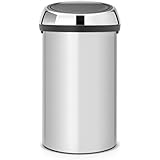 Brabantia Touch Bin - Cubo de basura, 60 litros, con tapa acero brillante, color gris metalizado