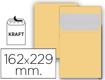 On liderpapel Bag N 5 Kraft DIN C5 162 x 229 mm Silicone Strip Pack of 25