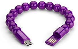 Bead Bracelet Charging Cable Data Cable with Micro USB Port suitable for Android Galaxy S7, S7 Edge, HTC, Nokia, Huawei, Sony, etc gold purple