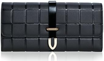 DaGeLon Women Large Capacity Luxury Genuine Leather Noble Wallet Multi Credit Card Deluxe Clutch Fashion Girl Elegant Lady Long Purse with Inner Zip for Smart Mobile Phone