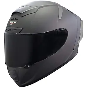 Steelbird SA-2 7Wings Super Aeronautics Full Face Helmet (Large 600 MM, Matt Axis Grey Helmet Fitted with Clear Visor and Extra Smoke Grey)