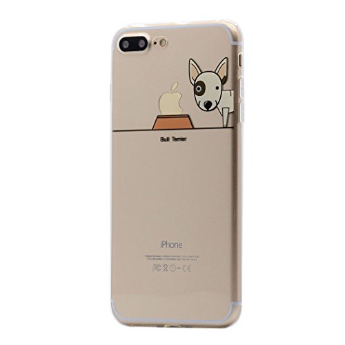 iPhone 8 Plus / 7 Plus Funda Carcasa , Keyihan Perro Lindo patrón Suave TPU Silicona Transparente Ultra Delgada y Ligéra Parachoques para Apple iPhone 8 Plus / 7 Plus (Bull Terrier)