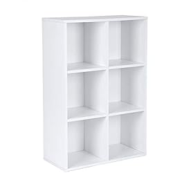 VASAGLE Meuble de Rangement, Bibliothèque, Étagère de 6 casiers, Grande capacité, pour Salon, Chambre, Bureau, Blanc LBC203D