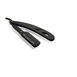 Straight Cut Throat Shaving Razor, Manual Traditional Professional Barber Razor for Men (Stainless Steel Black SAND) S&S…