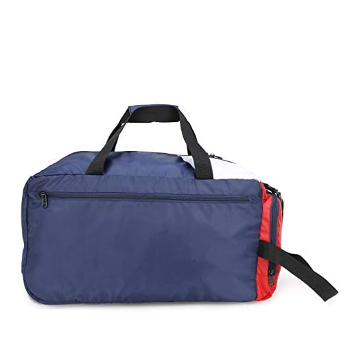 Chris & Kate Polyester Blue-White-Red 50 litres Travel Foldable Spacious Duffle Bag with Wheels Lightweight Trolley Bag with Space Saver Self Storage Luggage Bag for Women and Men 200 - Image 5