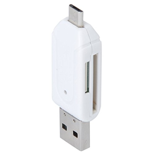 DaoRier Micro USB OTG zu USB 2.0 Adapter SD TF Micro SD Kartenleser Kartenlesegerät mit standard USB Male Micro USB Male Card Reader für SDXC SDHC SD MMC RS-MMC PC Smartphones Weiss