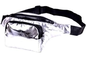 BEST FANCY DRESS One BFD Fanny Pack Waist Pack Bumbag Bum Bag Running Belt for Ladies Men Kids Festival Causal Holiday Wipe Clean Adjustable Strap (Silver)