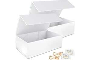 EASCITY Confezione da 2 confezioni regalo, 30 x 15 x 10 cm, scatole regalo per Presents with Lids Magnetic Closure Rettangle Collapsible for Groomsman Proposal Box, Wedding, Christmas, Halloween, Birthday