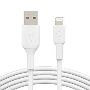 Belkin Apple Certified Lightning to USB Charge and Sync Cable for iPhone, iPad, Air Pods, 3.3 feet (1 meters)  White