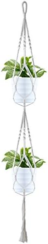 Hanging Planter , Kearui 63 inches Cotton Fabric Macrame Plant Hanger for Indoor Outdoor Decorations
