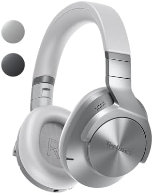 Technics EAH-A800E-S Cuffie Wireless, Auricolari Bluetooth Multipoint Over Ear, con Cancellazione Rumore e Microfono, 50 ore di Riproduzione, Argento