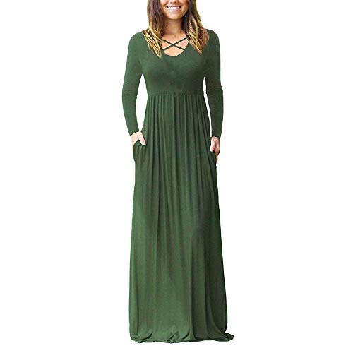 Preisvergleich Produktbild LANWINY Damen Strandkleider Damen Sommer Kurzarm Rundhals Drucken Kleider Sommerkleid Maxikleid Casual Lang Streetwear Cocktailkleid Abendkleid