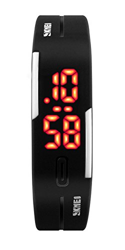 SKMEI Sportuhr Damen Fashion Armbanduhr Silikon Armband Outdoor Sport LED Digital Kalender schwarz