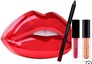 HUDA BEAUTY Contour & Strobe Lip Set COLOR: Heartbreaker - lip pencil & liquid lip, Shameless - lip strobe