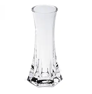Di Grazia 6 Small Clear Glass Flower Bud Vase, Concave Shaped, Round Bottom; Decorative Centrepiece Vase (Clear, 6inch-Clear-Concave-Glass-Vase)