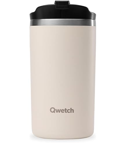 QWETCH - Thermosbeker - zwart 350 ml - thermoskoffie en thee van roestvrij staal - 6 uur warm en 12 uur koud - waterdicht, reisbeker
