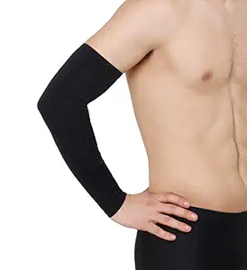 Never Lose Arm Sleeves with UV Protection for Sports & Driving 1 Pair (Black)