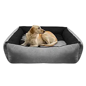 Mellifluous Reversible Supersoft Dual Color Velvet Pet Cat Dog Bed (XXL, Grey-Black)