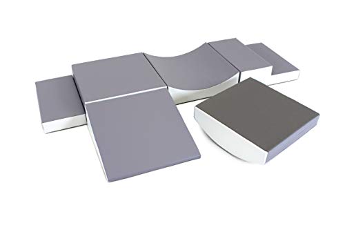 IGLU XXL Modules de Motricité, Modules en Mousse, Blocs de Construction, Jouets éducatifs - 6 pièces, Antidérapant, Gris et Blanc