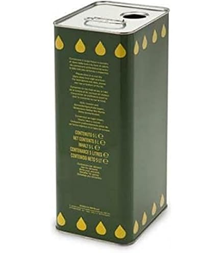 Lattine Olio 5 Lt - 5 Pezzi In Lamiera Stagnata Verde Con Tappo Ermetico - Contenitore Per Olio Alimentare