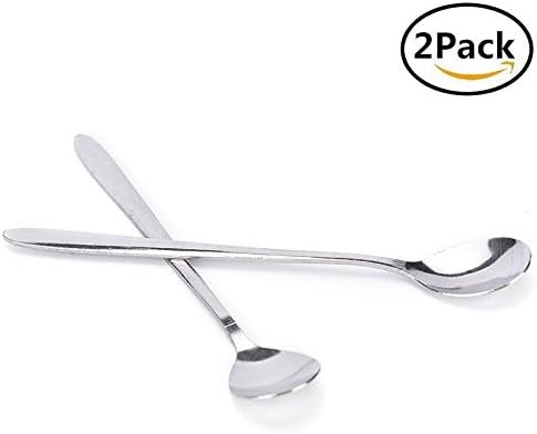 Waterstone 2Pcs Tea Coffee Spoons, Approx.6.5" Long Handle Stainless Steel Tea Spoon Drink Spoon Fruit Juice Long Ice Scoop Mixing Spoon Cutlery