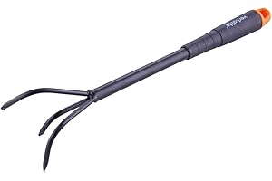 Mivos Grubber für Die Gartenpflege - Manuell Kultivatur mit 3 Krallen - Gartenkrallen Handpflug zum Löten und Belüften des Bodens - Breite 9cm - Stahl