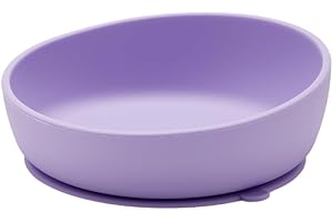 Doidy Silicone Baby Bowl - Soft Pliable Suction Bowls for Weaning - Non-Slip Feeding Bowls - Slanted High Side Design Suction - Use from 6+ Months to Toddler (Lilac) (Bowl, Lilac)