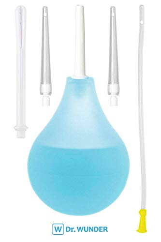 Dra Wunder® Enema Bulbo de Silicona Premium: Versátil set de enema incl. 4 puntas y 1 tubo intestinal (40cm) | ducha/limpieza intestinal higiénica con agua, café o té | sin BPA