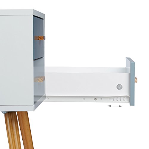 Relaxdays Beistellschrank Skandinavisches Design, 2 Schubladen, Retro HBT: 58 x 41 x 48 cm, matt lackiert, türkis weiß - 4