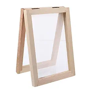 ARTIBETTER Wooden Paper Making Mould Printing Frame Papermaking Screen Printing Frame Mesh Tool Kits for Paper Handcraft DIY Paper Craft ( Beige )