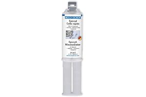 WEICON Epoxy Colla Rapida, siringa doppia da 24 ml, colla epossidica bicomponente per metallo, legno, pietra, plastica, vetro, ceramica, VTR, ecc. | trasparente/cristallino