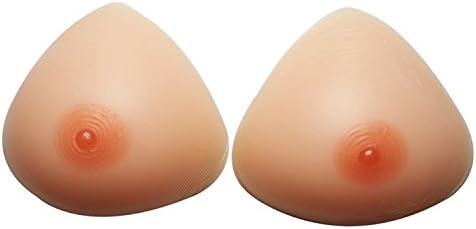 Suplyss 1 Pair Triangle Shape Silicone Breast Forms Bra Enhancer Inserts TV TG Fake Boobs (1000g/pair-34DD/36D)