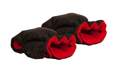 Baby Pushchair/Pram/Stroller Hand Warmer Mitts / Gloves - Black / Red