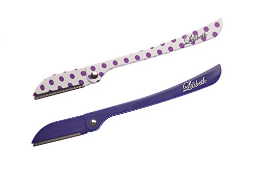 Brow Shaper Hair Removal Dermaplaning Tool Set of 2 Purple Polka Dot Print Colletion Pain Free, Safe and Portable. Great for Eyebrows, Peach Fuzz and all Types of Facial Hair