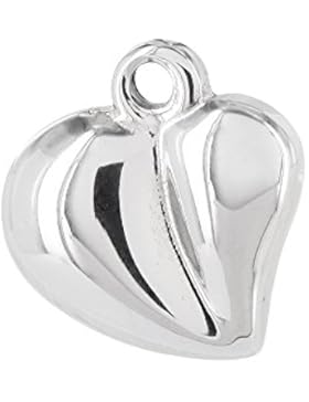 AURORIS - Anhänger Herz ca. 14 x 14 x 5 mm aus Edelstahl - 5 Stück