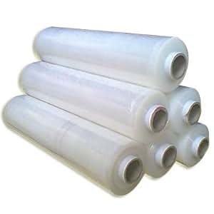12 Rotoli Pellicola Termoretraibile Trasparente 5" X 1500' - Calibro 45 - Con Manico In Plastica
