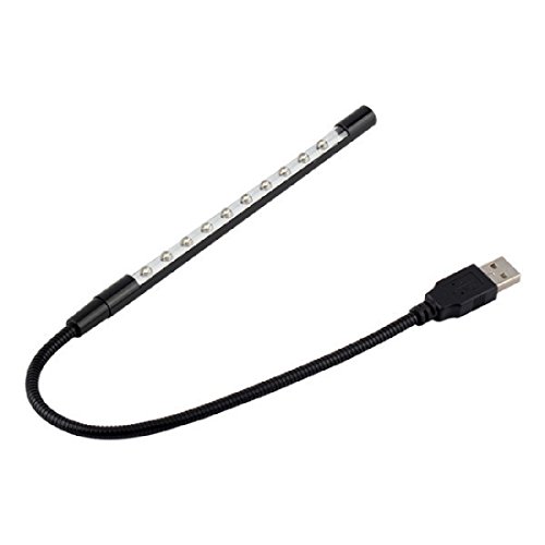 Flexible del USB del palillo regulable interruptor del tacto 10 LED super brillante l&aacute;mpara de lectura-Negro