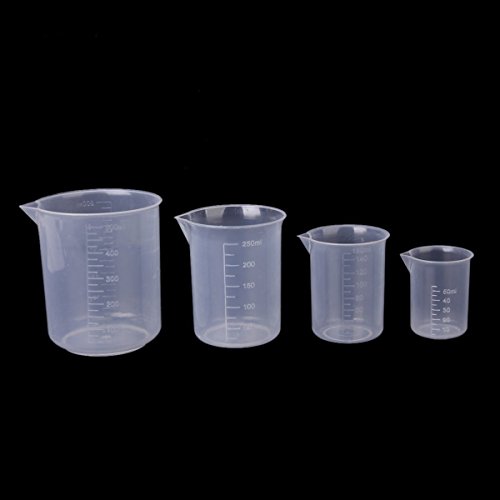 Rosenice Messbecher Werkzeug, Transparente Kunststoff Labor Messbecher 50ml 150ml 250ml 500ml (Transparent) - 3