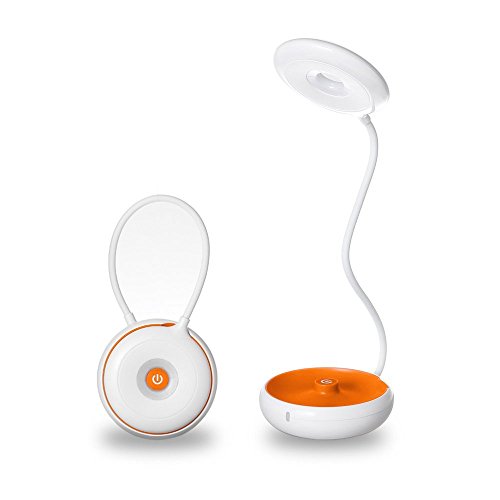 tragbare Schreibtischlampe, dimmbar 4-Modi einstellbare berührungsempfindliche Steuerung Tischlampen, USB wiederaufladbar, flexibler Hals, drahtloses Nachtlicht für Bett, Lesen, Kinder, blau & weiß