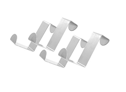Türhaken Schrankhaken Badezimmer Haken für Türen mit 2 cm und 4 cm Falzstärke Edelstahl 6 x 2,5 cm Silber (4stk)