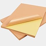  Papel adhesivo Kraft marrón claro Hoja completa, papel de etiquetas de impresión autoadhesiva Etiqueta de hoja completa para impresora de inyección de tinta/láser/matriz de puntos, hojas A4-100