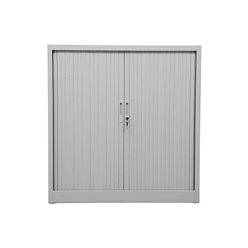 Certeo Rollladenschrank | 2 OH | HxBxT 105 x 100 x 46 cm | Grau | Jalousieschrank Aktenschrank Büroschrank Universalschrank Querrollladenschrank