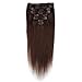 Beauty7 #2 Dark Brown 15 Inch 100% Human Hair Extension Full Head Clip In Remy Hair Extensions-Can Be Straightened Permed & Curled Repeatedly