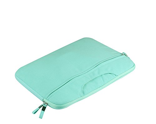Yvonnelee Segeltuch Laptop Tasche Henkel Notebookhülle für Apple MacBook Air, Pro, Retina 11/ 11,6/ 12/ 13/ 13,3/ 15 Zoll mit Zubehörfach – Grün, M - 4